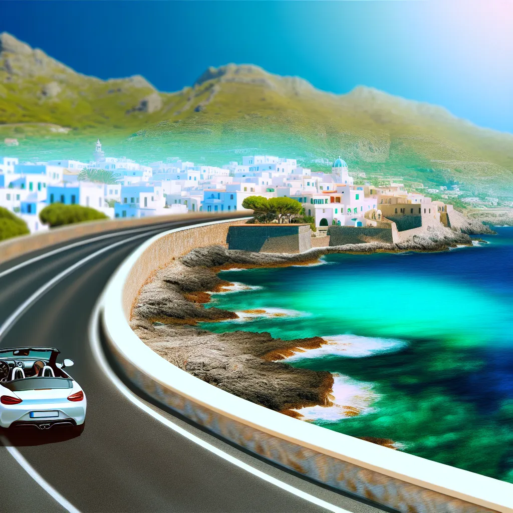 Mediterrán szigetek tengerparti útvonal illusztráció